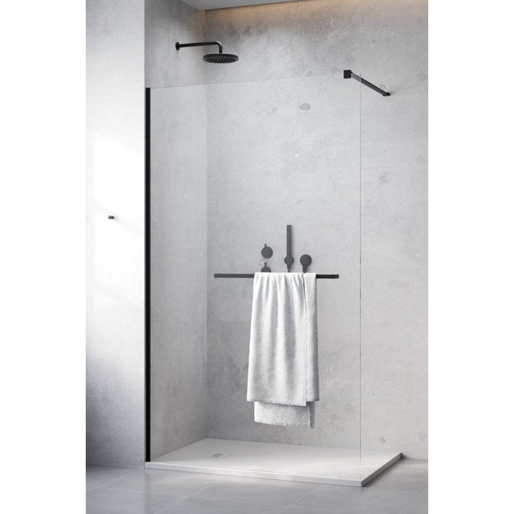 Душ параван тип Walk-in Radaway Modo New II с черен мат-прозрачен хром 145 см закалено стъкло 8 мм