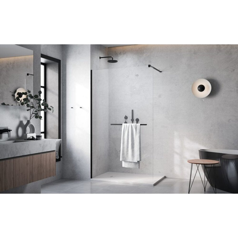 Душ параван тип Walk-in Radaway Modo New II с черен мат-прозрачен хром 145 см закалено стъкло 8 мм