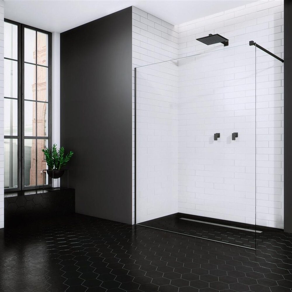 Душ параван тип Walk-in Radaway Modo New II черно-прозрачен 90 cm закалено стъкло 8 mm