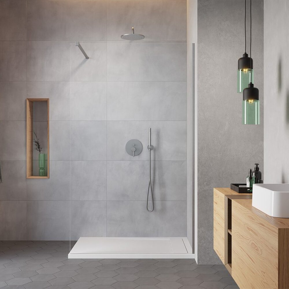Душ параван тип Walk-in Radaway Modo New II brushed nickel-прозрачен 115 cm закалено стъкло 8 mm