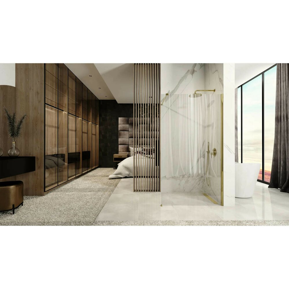 Парван за душ Walk-in Rea Aero 90x195 см златен профил