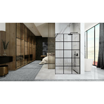 Душ параван тип Walk-in Rea Bler-1 120x195 см с черна етажерка