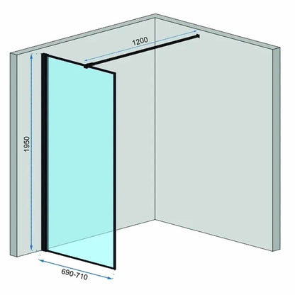 Душ параван Walk-in Rea Bler 70x195 см черен профил
