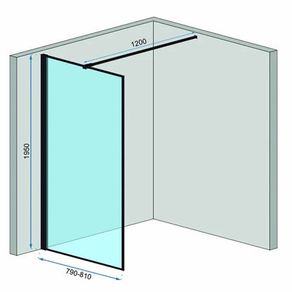 Душ параван тип Walk-in Rea Bler 80x195 см черен профил