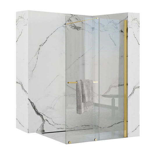 Rea Cortis Walk-in Shower Screen with Sliding Part 100x200 cm Gold Profile