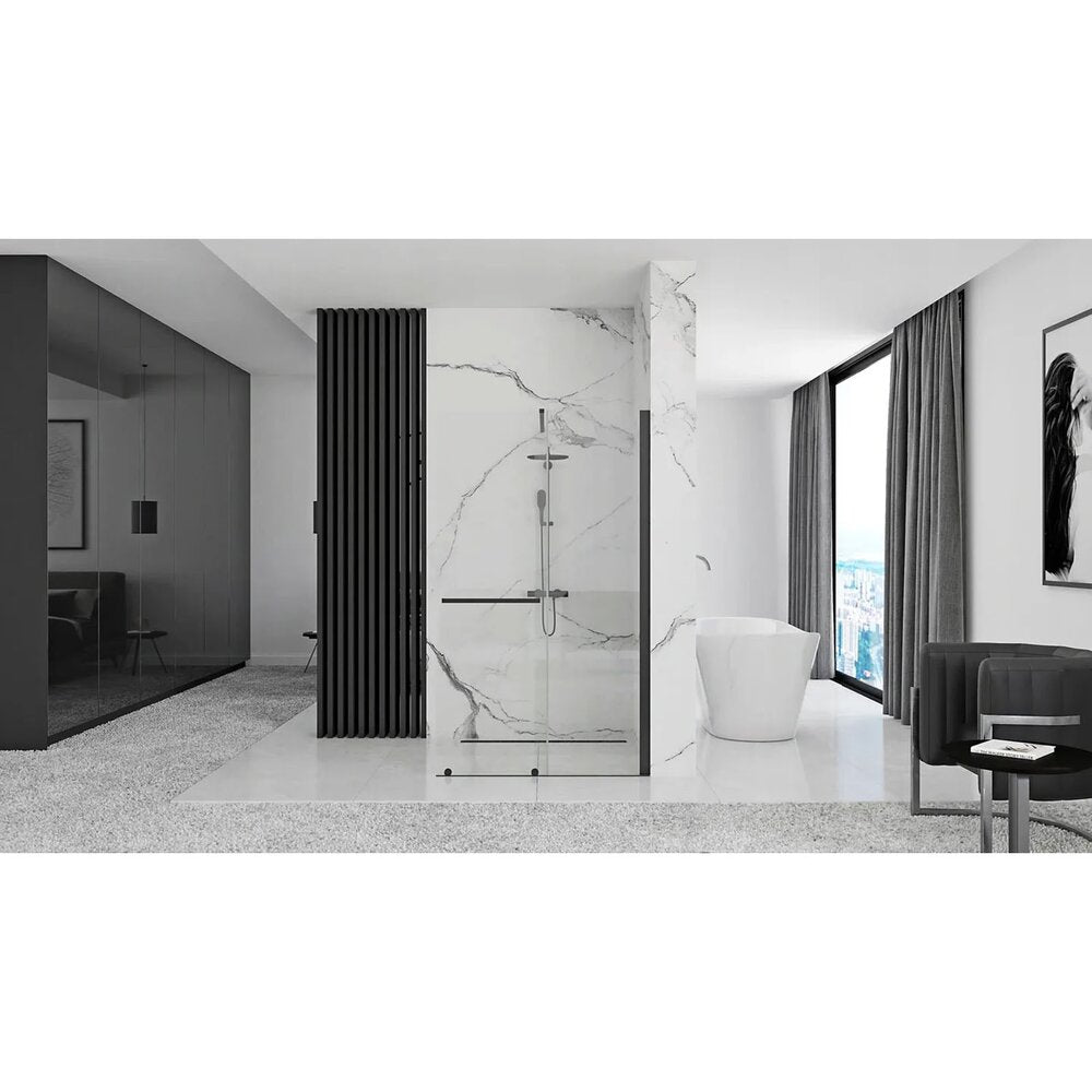 Параван за душ тип Walk-in Rea Cortis с плъзгаща част 100x200 см черен профил