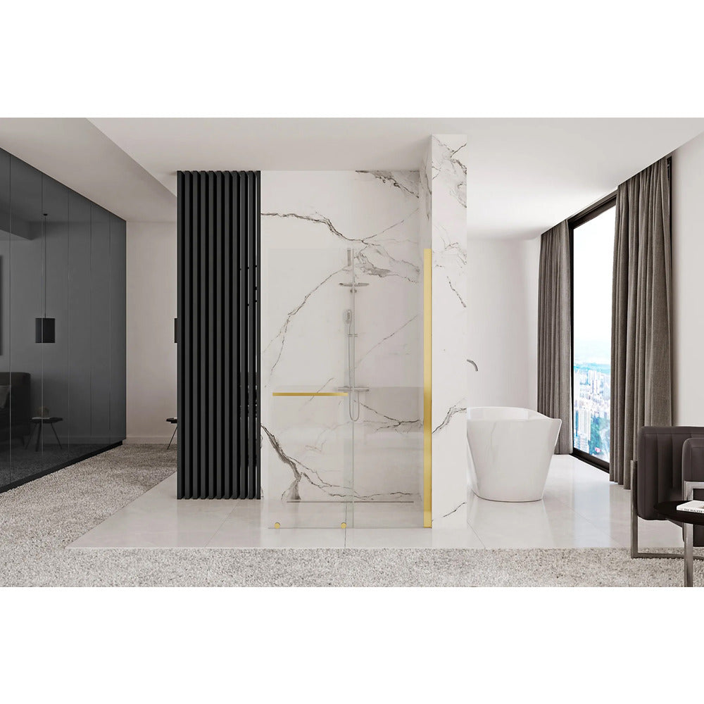 Парван за душ тип Walk-in Rea Cortis с подвижна част 120x200 см златен профил