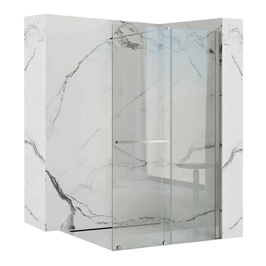 Rea Cortis Walk-in Shower Screen with Sliding Panel 120x200 cm Chrome Profile