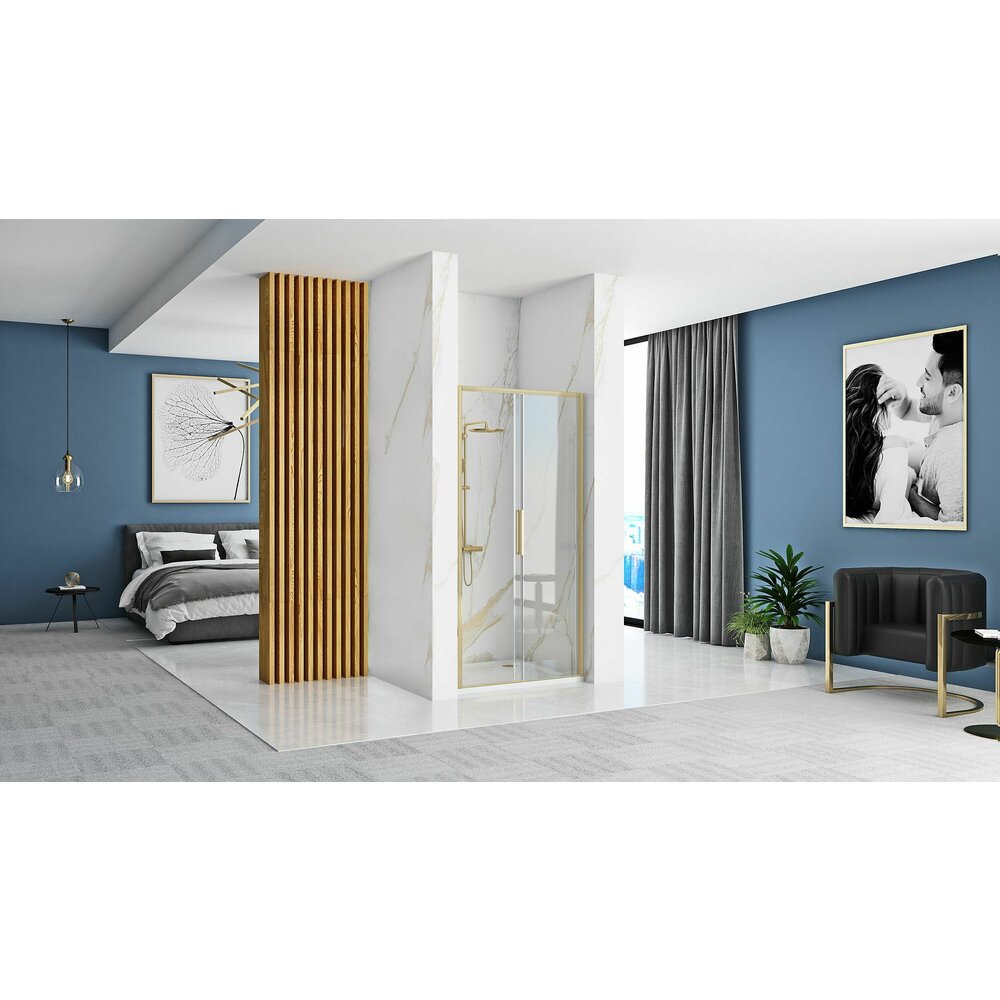 Парван за душ тип Walk-in Rea Rapid Slide 100x195 см профил аурио периян