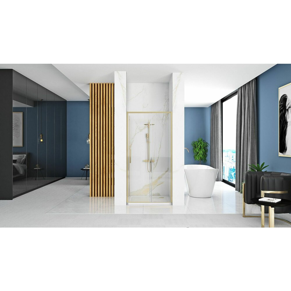 Rea Rapid Slide Shower Door 120x195 cm Brushed Gold Profile