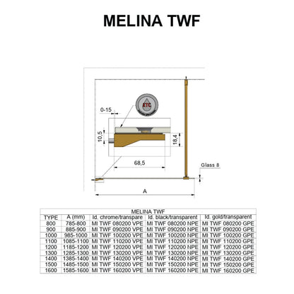 Душ параван тип Walk-in Roth Melina 80x200 cm профил злато