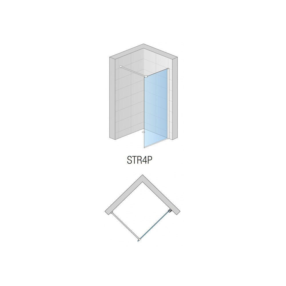 SanSwiss Easy STR4P 130 cm Walk-in Shower Screen 8mm Safety Glass Anti-Scale