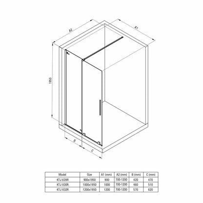 Душ параван Walk-in Deante Prizma титанов 100x195 см