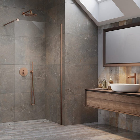 Душ параван тип Walk-in Radaway Modo New II с brushed copper-прозрачно 70 cm закалено стъкло 8 mm