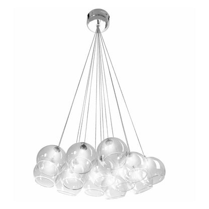 Modern 13-Arm Chrome Pendant with Transparent Glass Shade Rea APP561-13CP