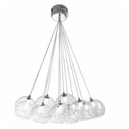 Modern 13-Arm Chrome Pendant with Transparent Glass Shade Rea APP561-13CP