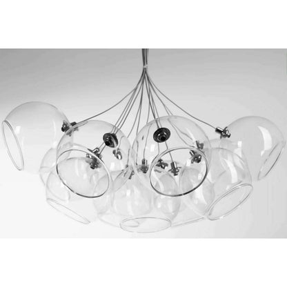 Modern 13-Arm Chrome Pendant with Transparent Glass Shade Rea APP561-13CP