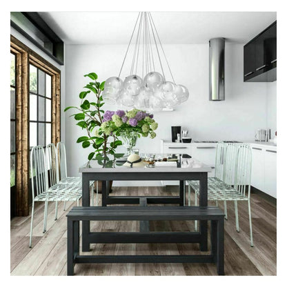Modern 13-Arm Chrome Pendant with Transparent Glass Shade Rea APP561-13CP