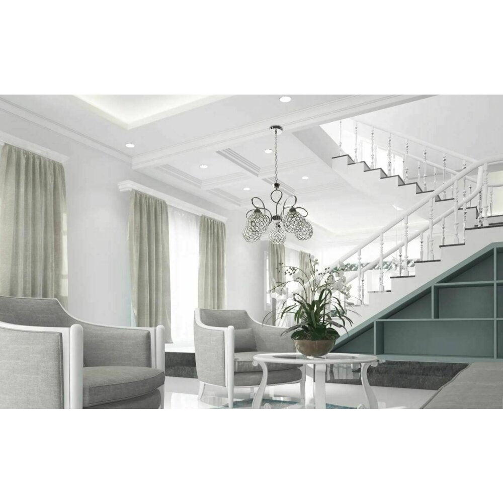 Пендел с 5 рамена, хром, абажур от кристал, кръгла форма, Rea APP635-5C