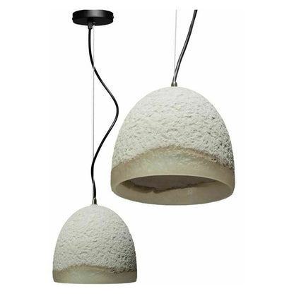 White Semi-Circle Pendant Light in Cement and Metal Rea APP492-1CP