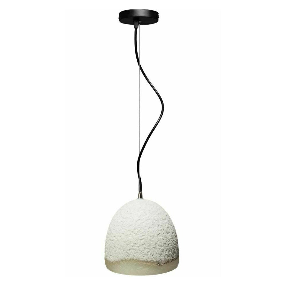 White Semi-Circle Pendant Light in Cement and Metal Rea APP492-1CP