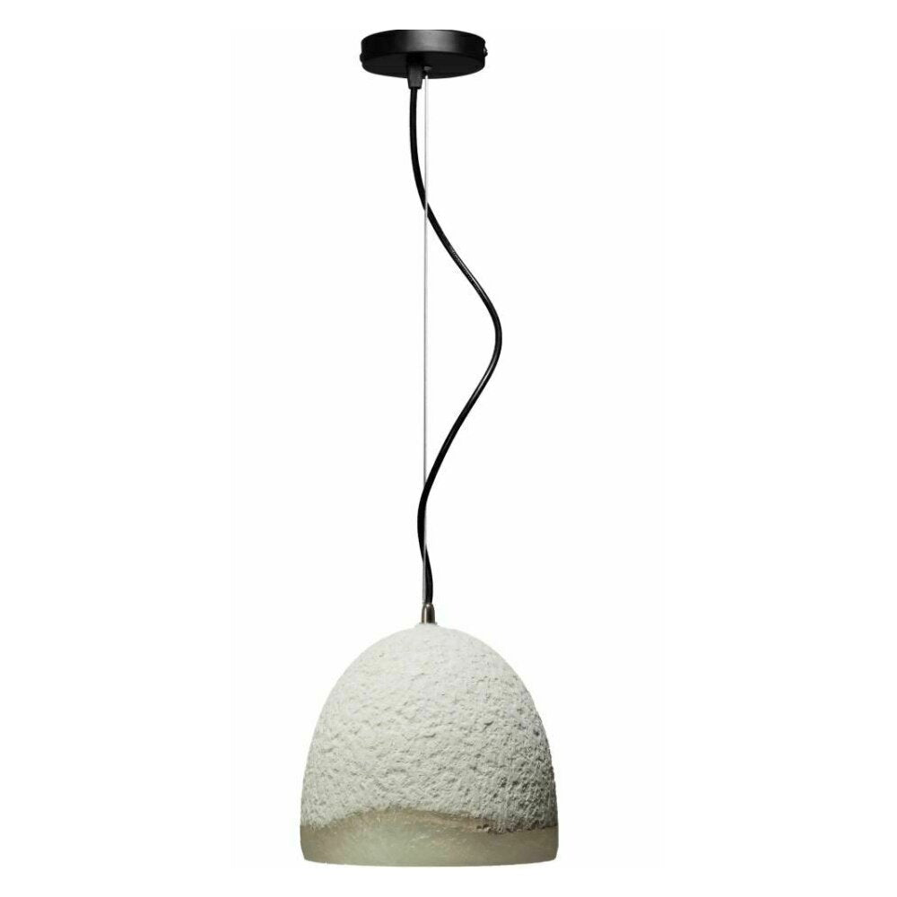 White Semi-Circle Pendant Light in Cement and Metal Rea APP492-1CP