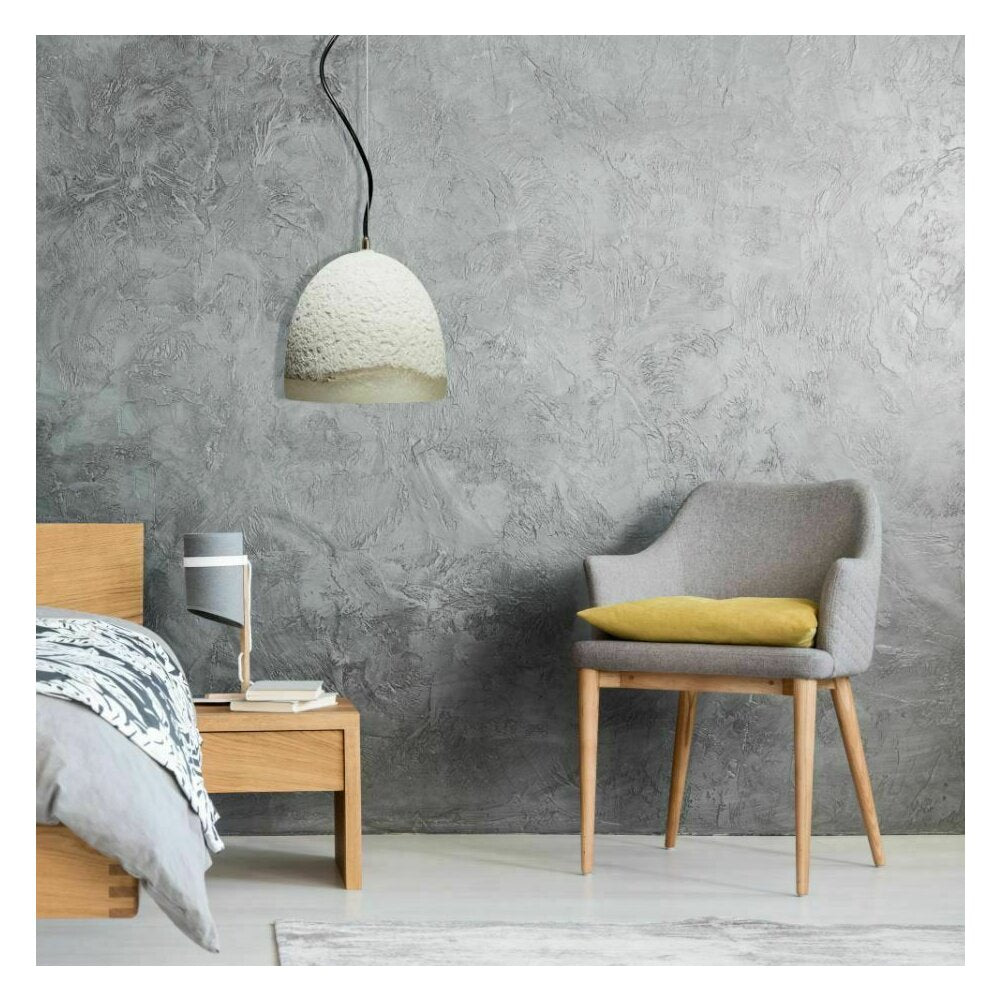 White Semi-Circle Pendant Light in Cement and Metal Rea APP492-1CP