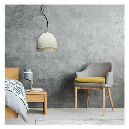 White Semi-Circle Pendant Light in Cement and Metal Rea APP492-1CP