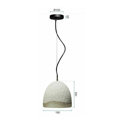 White Semi-Circle Pendant Light in Cement and Metal Rea APP492-1CP