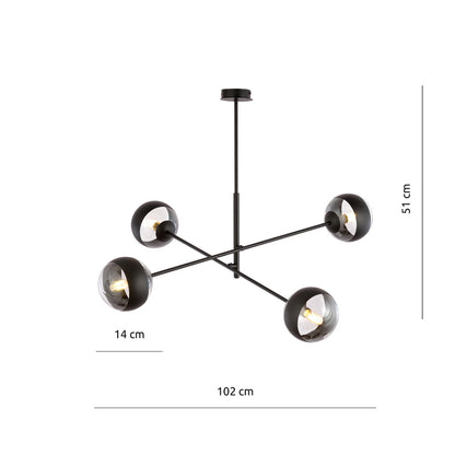 Emibig Linear 4 Black/Transparent Pendant