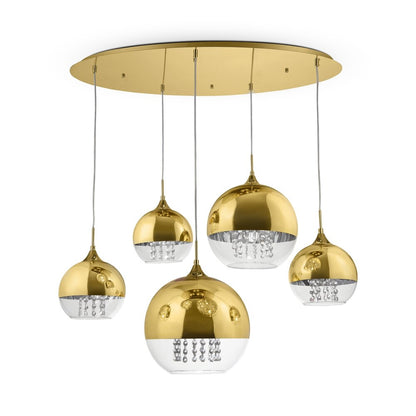 Maytoni Fermi Pendant Gold/Transparent 5 Bulbs