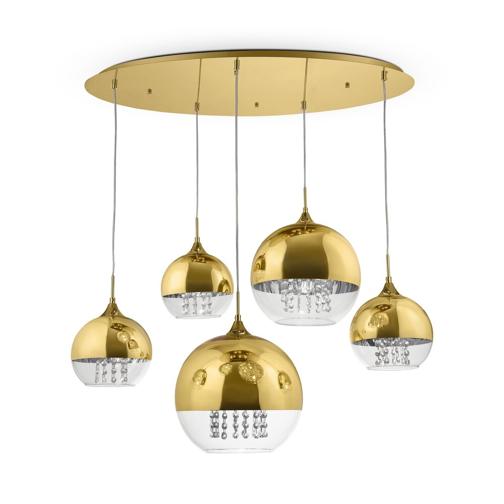Maytoni Fermi Pendant Gold/Transparent 5 Bulbs