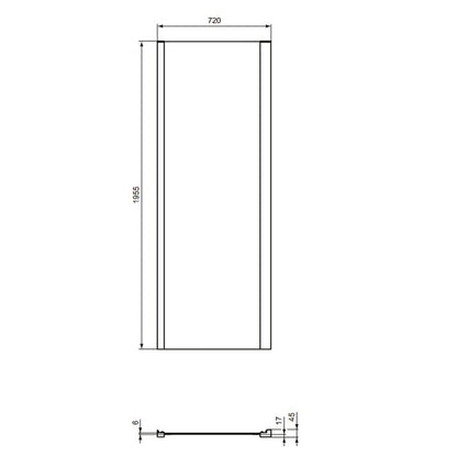 Фиксирана странична стена 75 см черен мат Ideal Standard Connect 2
