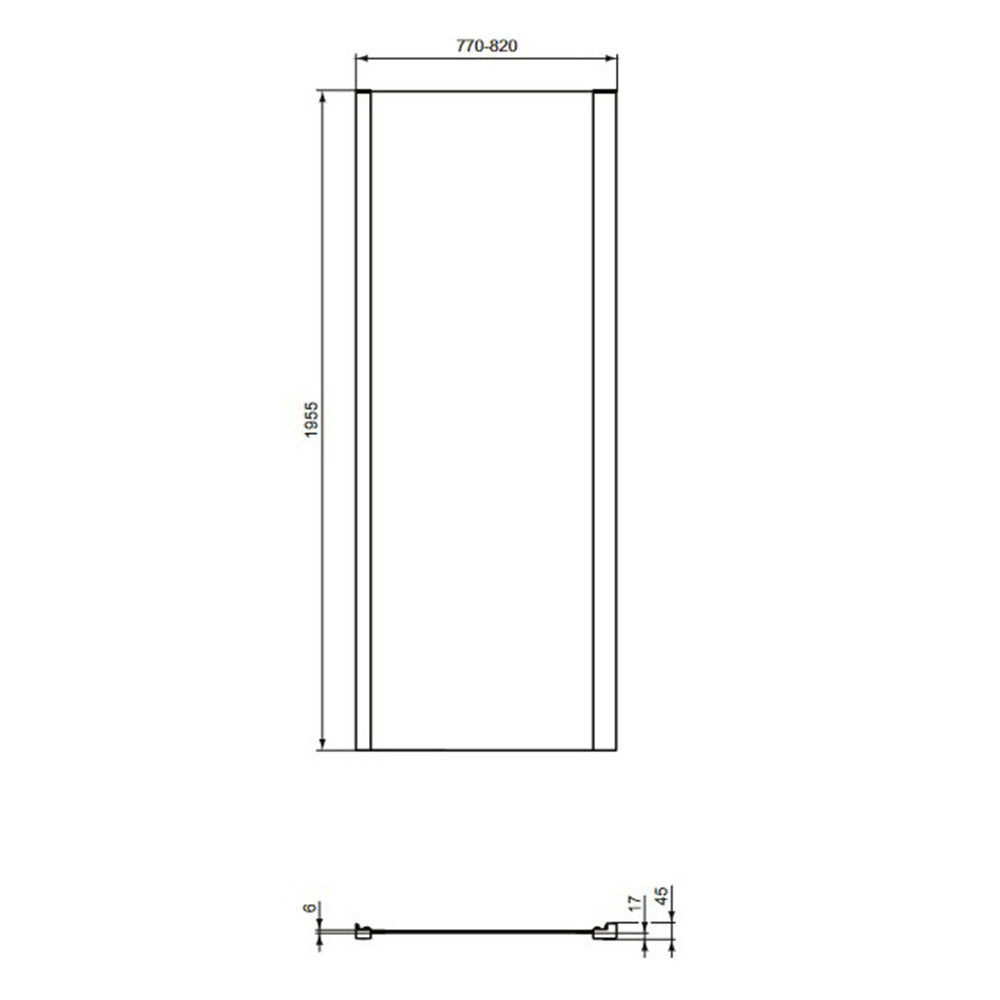 Фиксирана странична стена 80 см черен мат Ideal Standard Connect 2