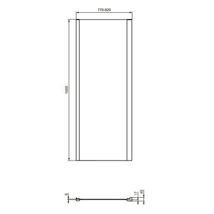 Фиксирана странична стена 80 см черен мат Ideal Standard Connect 2