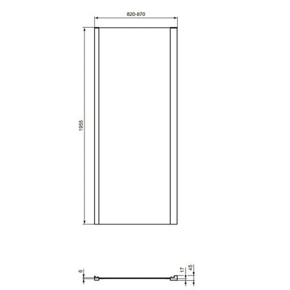 Фиксирана странична стена 85 см черен мат Ideal Standard Connect 2