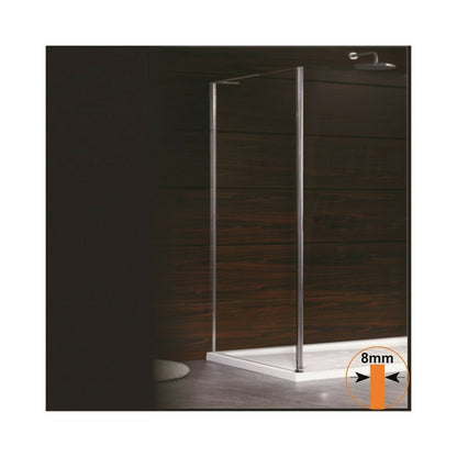 Inter Ceramic Fixed Side Wall 90 cm Transparent Glass 8 mm Chrome Finish