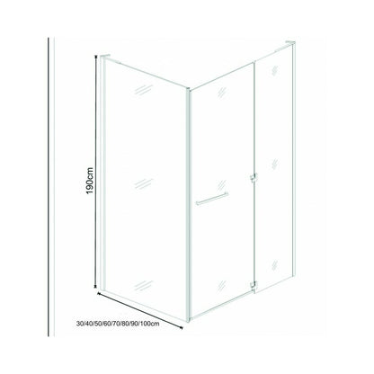 Inter Ceramic Fixed Side Wall 90 cm Transparent Glass 8 mm Chrome Finish