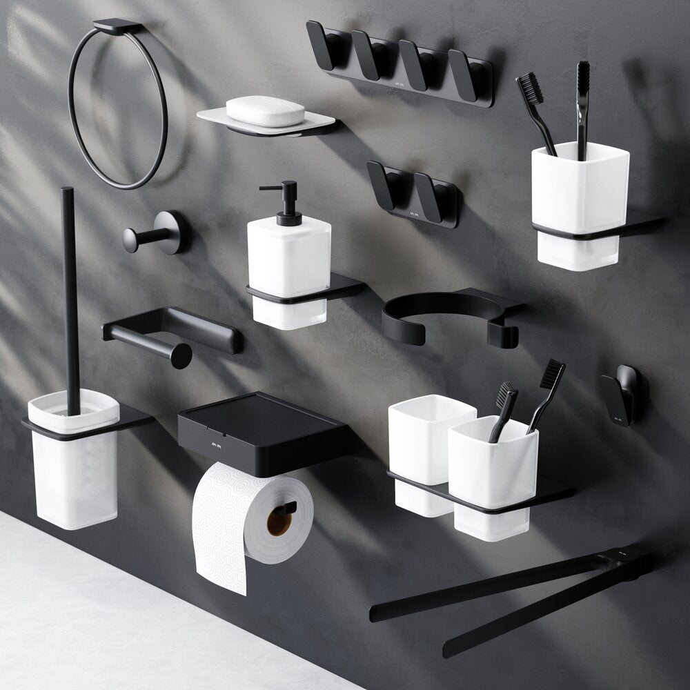 WC четка с поставка AM.PM Inspire 2.0 черно-матово стъкло