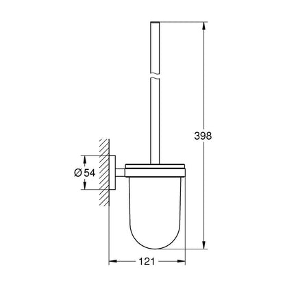 Персонална тоалетна четка Grohe Essentials, хром, Supersteel