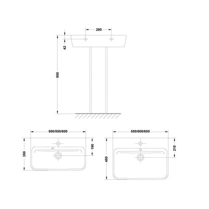 Gala Emma Square Pedestal for Washbasin Glossy White