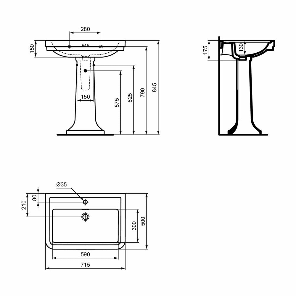 Пиедестал за умивалник Ideal Standard Atelier Calla бял лъскав