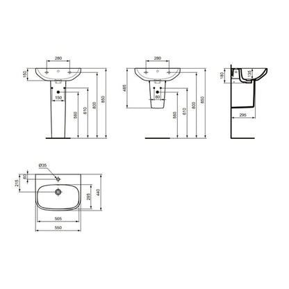 Ideal Standard i.Life A White Washbasin Pedestal