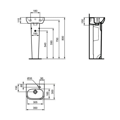 Педестал за умивалник Ideal Standard i.life A бял гланц