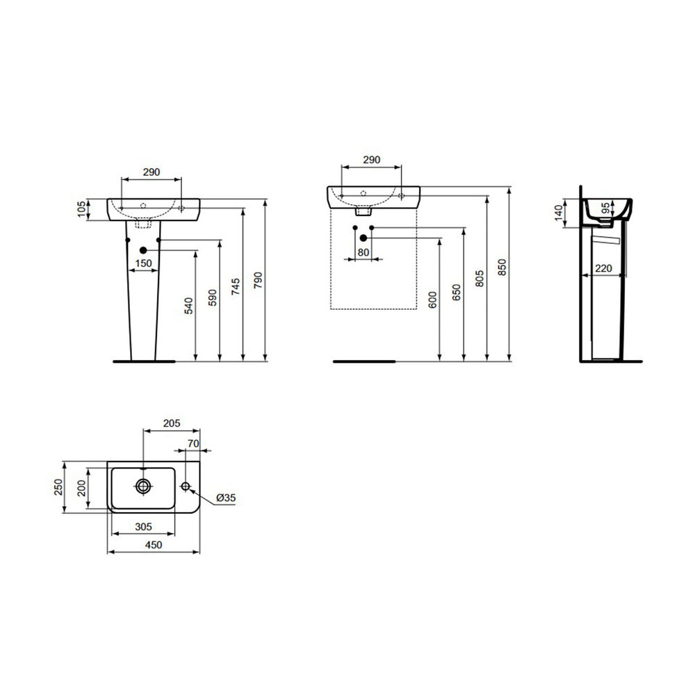 Ideal Standard i.Life S White Washbasin Pedestal