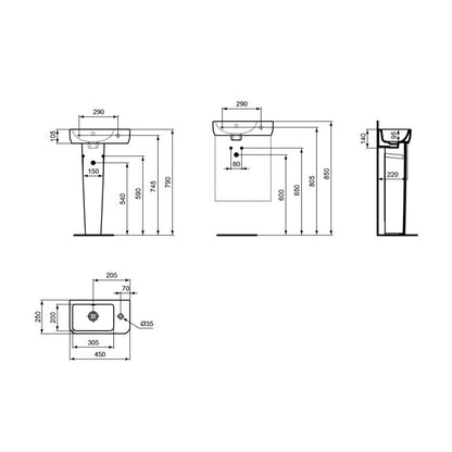 Ideal Standard i.Life S White Washbasin Pedestal