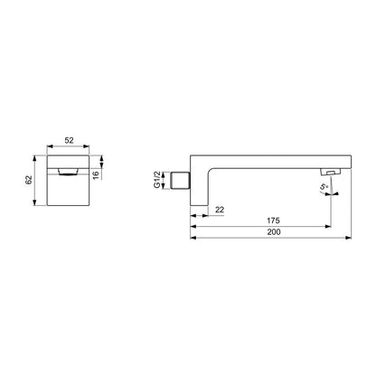 Bathtub Spout Ideal Standard Atelier Extra Magnetic Grey 20 cm