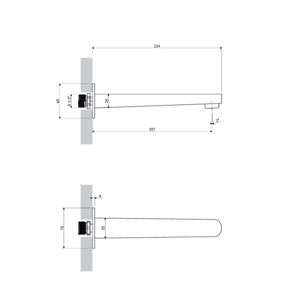 Тръба за вана Omnires Contour с хромирано покритие 21 cm