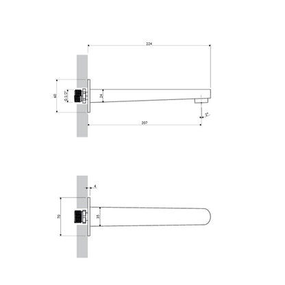 Тръба за вана Omnires Contour с хромирано покритие 21 cm