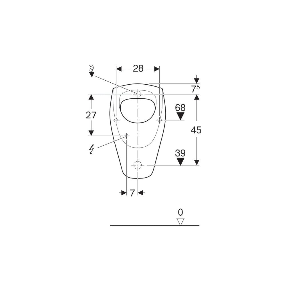 Писоар с concealed захранване Geberit Selnova
